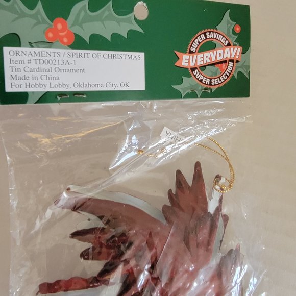 6 Hobby Lobby Christmas Season Shop Tree ornaments Gold Trumpet Red Cardinal Lot - Picture 6 of 11